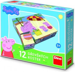 Dino lesene slikovne kocke Peppa Pig – 12 kock