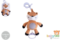 Plišasti navijalni srnjaček z melodijo in sponko za voziček in posteljico 30 cm