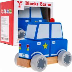 Leseni policijski avtomobilček s kockami