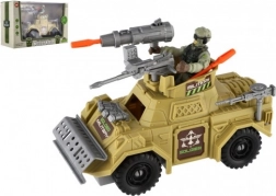 vojaški komplet oklepni avto z vojakom in dodatki, plastika, prosti tek