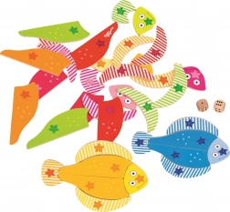 Lesene sestavljanke ribe s kockami GOKI