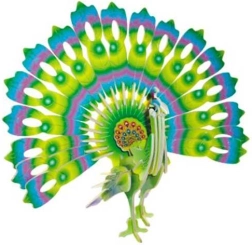 Lesena 3D sestavljanka Pisan pav