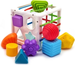 Woopie baby elastična senzorična kocka – sortirnik oblik, 11 delov