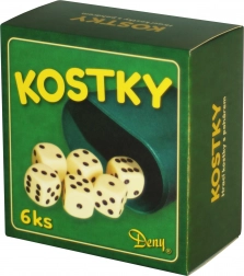 Bele igralne kocke s kozarčkom, 6 kos