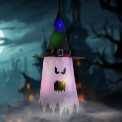 Halloweenska viseča LED-dekoracija v obliki rožnatega duha