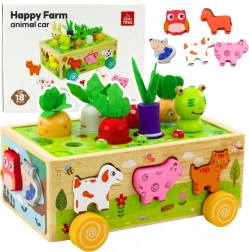 Lesena izobraževalna kmetija na kolesih s sortirnikom in magnetnimi črvički