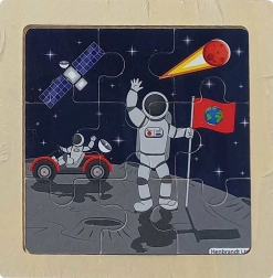 Lesena sestavljanka Vesolje – Na Luni, 9 kosov