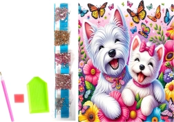 Diamantno slikanje na platnu Veseli kužki 23 × 30 cm