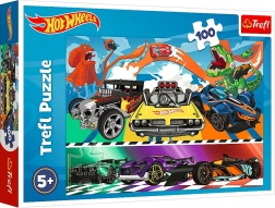 Sestavljanka 100 kosov HOT WHEELS – dirkalni avtomobili