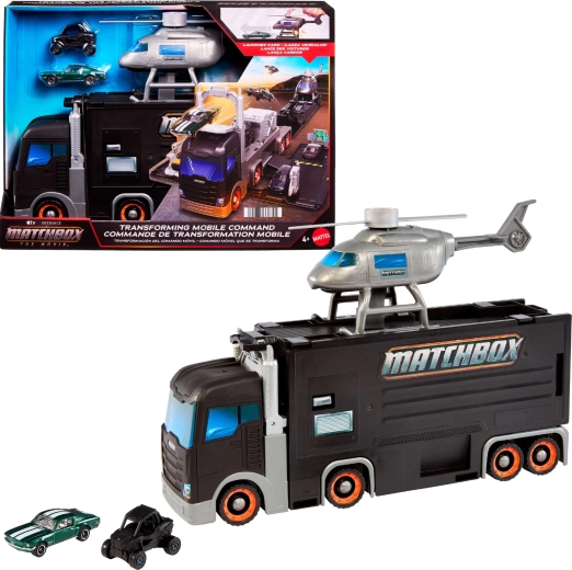 Matchbox mobilno poveljstvo – transformirajoči transportni tovornjak s helikopterjem in 2 avtomobilčkoma