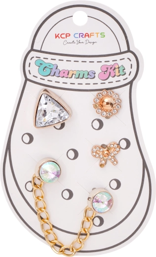Set of decorative accessories for slippers – triangular crystal and gold chain - 1 piece