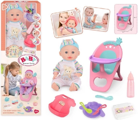 Baby Sweet Love dojenček punčka s kompletom za hranjenje
