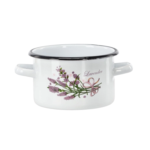 Emajliran lonec 2 l, 16 cm, bel z motivom sivke - 1 kos