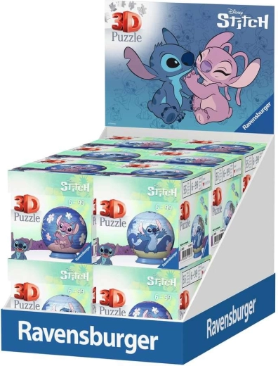 Ravensburger Disney Stitch 3D puzzle krogla 54 delov – prodajni pultni display (12 kosov, mix)