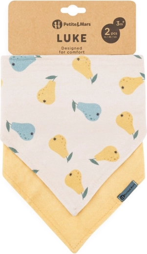 Petite&Mars bandana slinčka Luke, 2 kosa – Beige pears in intense ochre