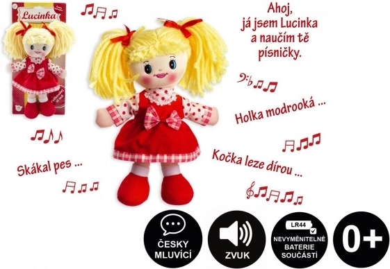 Cunjasta punčka Lucinka 30 cm, poje v češčini