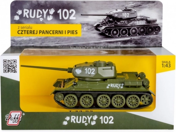 model tanka T‑34 Rudy 102 v merilu 1:43