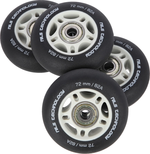 Mat kolesca za inline rolerje NILS Extreme 72 mm 82A z ležaji ABEC 9, črna, set 4 kos