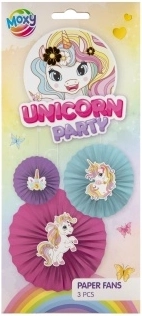 Papirnati pahljači z enorogovim motivom – set 3 kosov MOXY