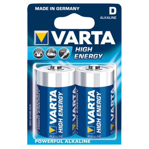 Alkalne baterije D 1,5 V Varta High Energy, 2 kos