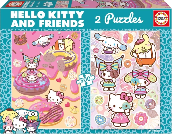 Sestavljanka EDUCA Hello Kitty in prijatelji – Krofi, 2×500 kosov