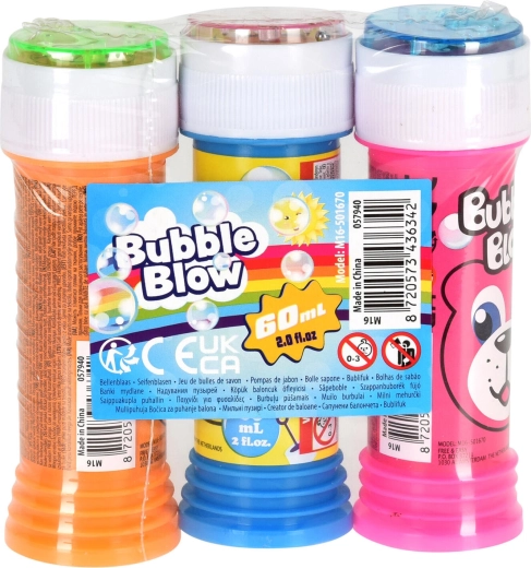 Pihalnik za mehurčke 60 ml – mešane barve, komplet 3 kos
