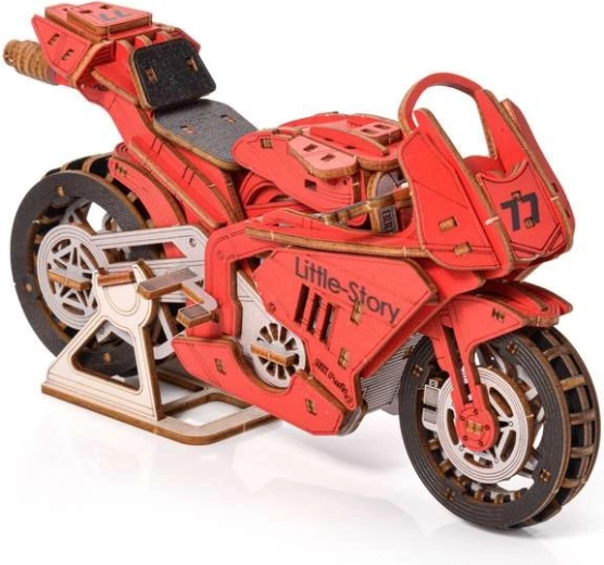 Little Story 3D lesena sestavljanka Grand Prix rdeči motocikel