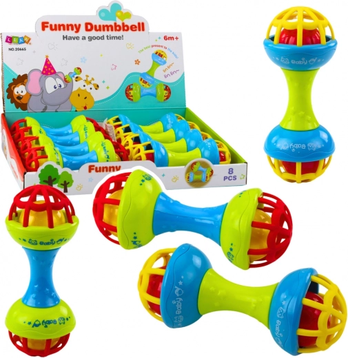 Ropotuljica in grizalo za dojenčke v obliki uteži, barvito