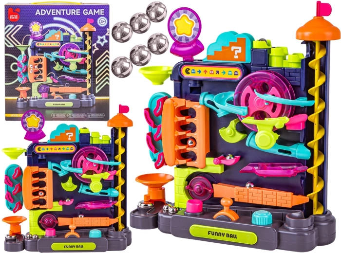 Marble run with obstacles and slide - 1 piece