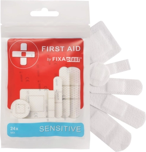 Fixaplast First Aid Sensitive obliži za prvo pomoč za občutljivo kožo (24 kosov)