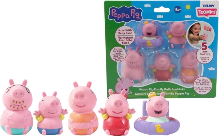 TOMY Peppa Pig brizgalne igrače za kopanje, 5 kosov