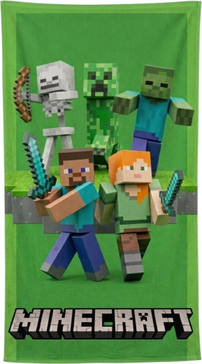 Otroška hitro sušeča brisača Minecraft Green Attack 70 × 140 cm