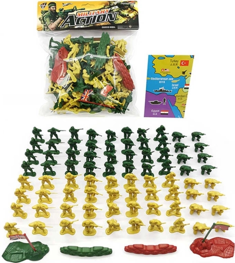 Vojaški set figuric vojakov z ovirami in zastavami (87 delov)