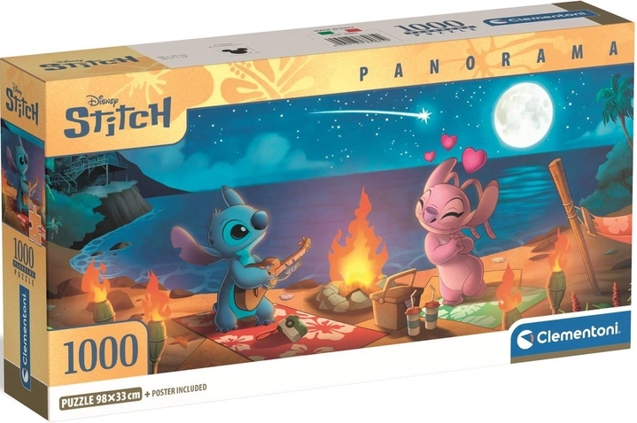Panoramske sestavljanke Lilo & Stitch – nočni taborni ogenj, 1000 kosov