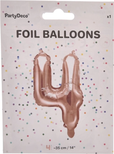Folijski balon številka 4, biserno rožnat, 35 cm