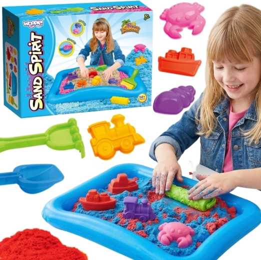 Woopie Sand Spirit kinetični pesek – komplet z napihljivim bazenčkom in modelčki 3+