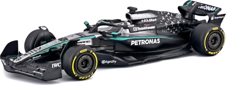 Bburago model Formule 1 Mercedes-AMG Petronas W16 (2025) George Russell #63 1:64 v blister pakiranju
