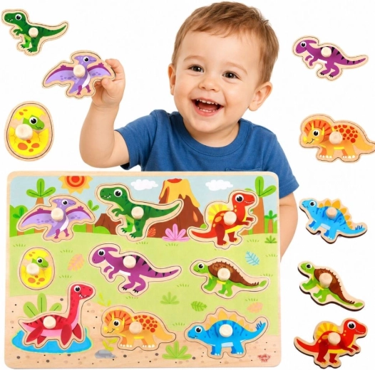 Lesena Montessori vstavljanka – dinozavri Tooky Toy