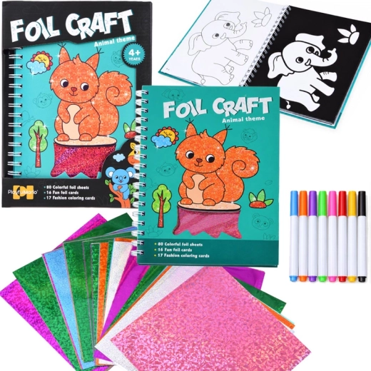 Kreativna holografska pobarvanka 2v1 živali (Foil Craft)