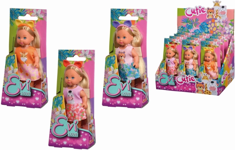 Lutka Evi Love Cutie z živalskim naglavnim trakom – 1 kos
