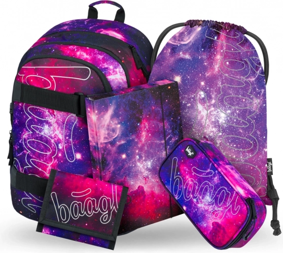 Šolski set Galaxy: nahrbtnik, peresnica, vrečka, mapice, denarnica