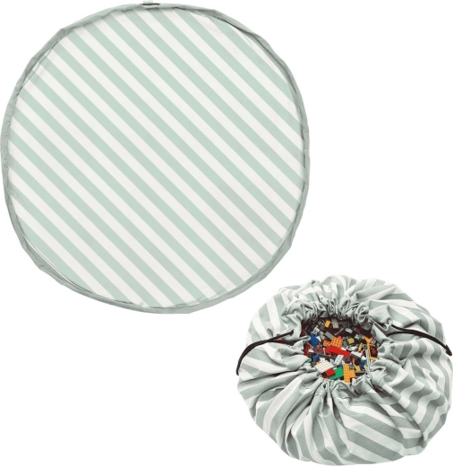Play and Go Noomad original igralna podloga in vreča za igrače stripes green