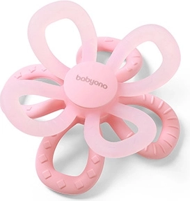 BabyOno silicone teether Flower, pink