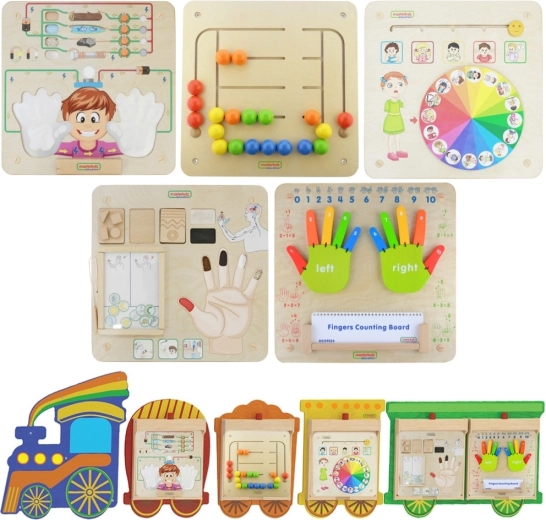 Masterkidz Flex vlakovni set 5v1 – stenske senzorične in motorične plošče