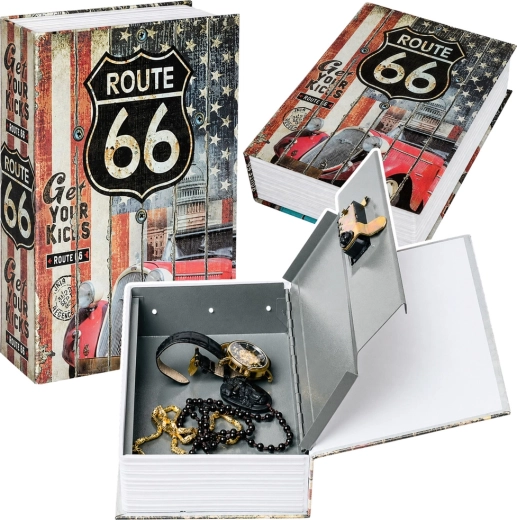 Knjižna skrinjica (sejf) za ključ z motivom Route 66