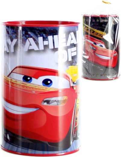 Kids' metal piggy bank Cars 15 cm, round - 1 piece