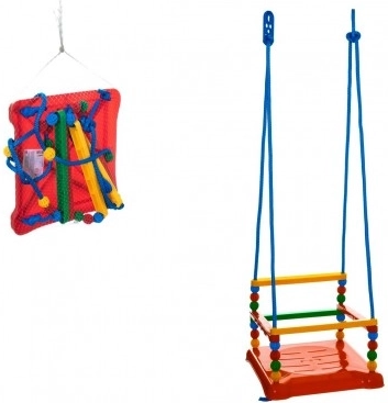 Plastično gugalnico z ograjico 35 × 34 cm, nosilnost 40 kg – Rdeča
