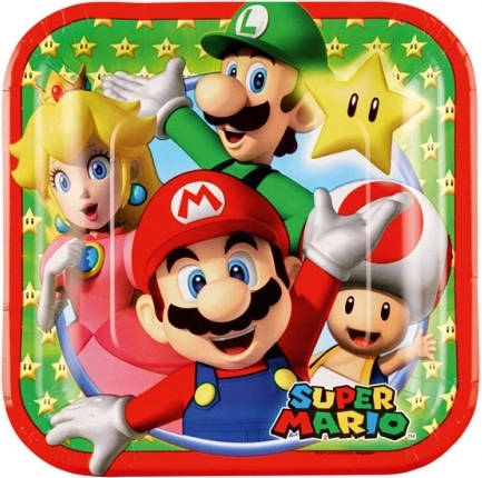 Super Mario papirnati krožniki 18 × 18 cm (8 kosov)