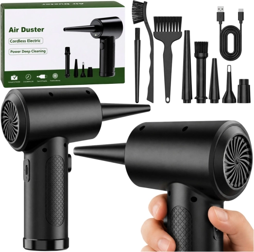 Električna pištola za odpihovanje prahu (air duster) USB‑C s kompletom nastavkov in krtačk