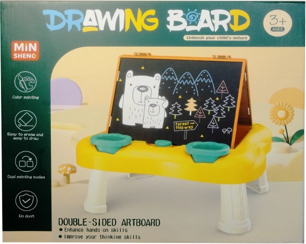 Double-sided drawing board with table and accessories - 1 piece